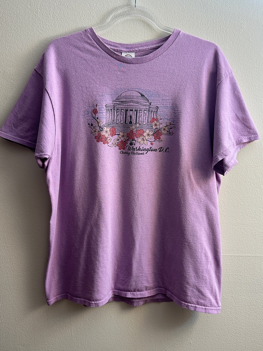 Vintage 90s Washington D.C. Floral Graphic Tee - Lavender, Size L